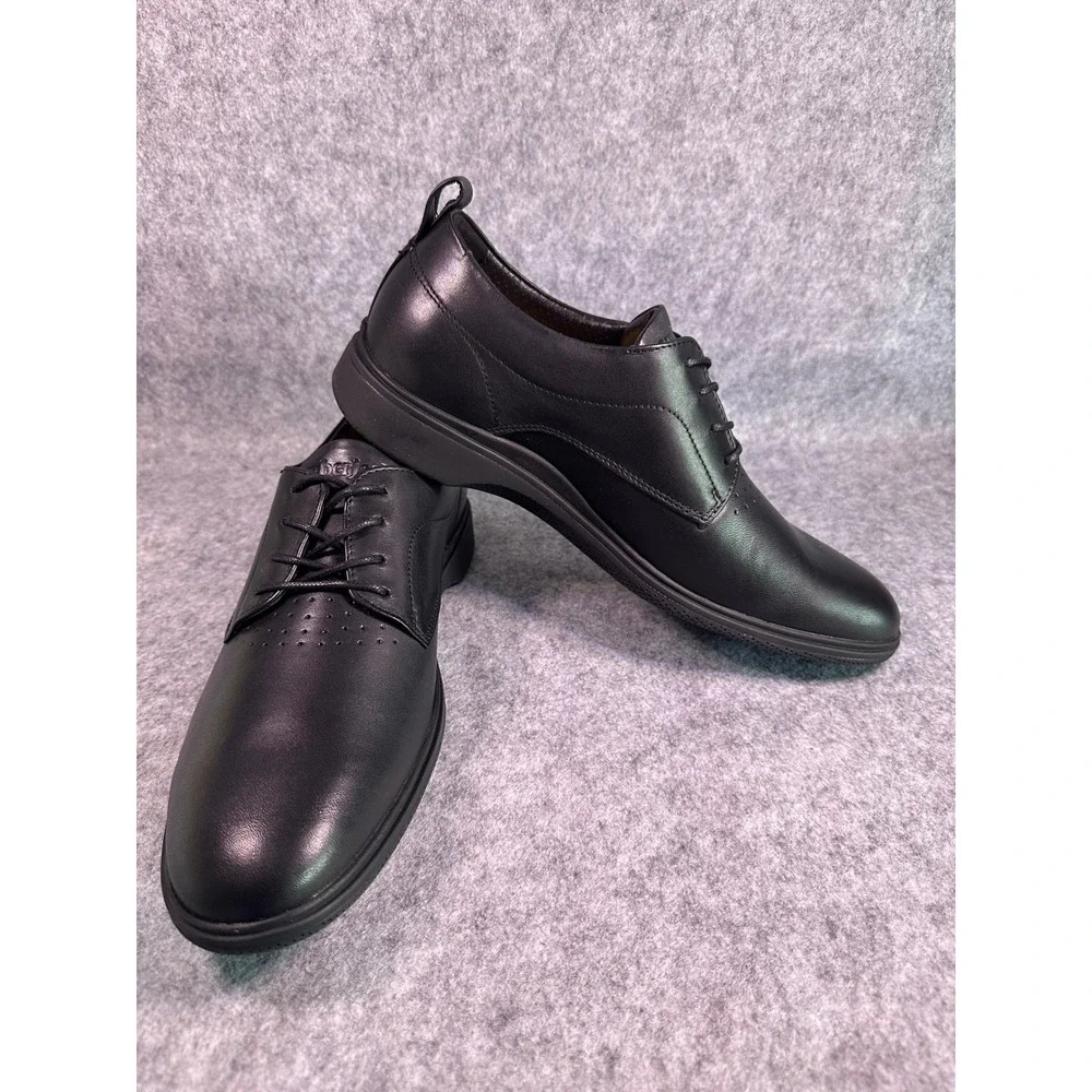 NIB Amberjack The Original Obsidian Black Leather Derby Dress Shoes Mens 8.5 M